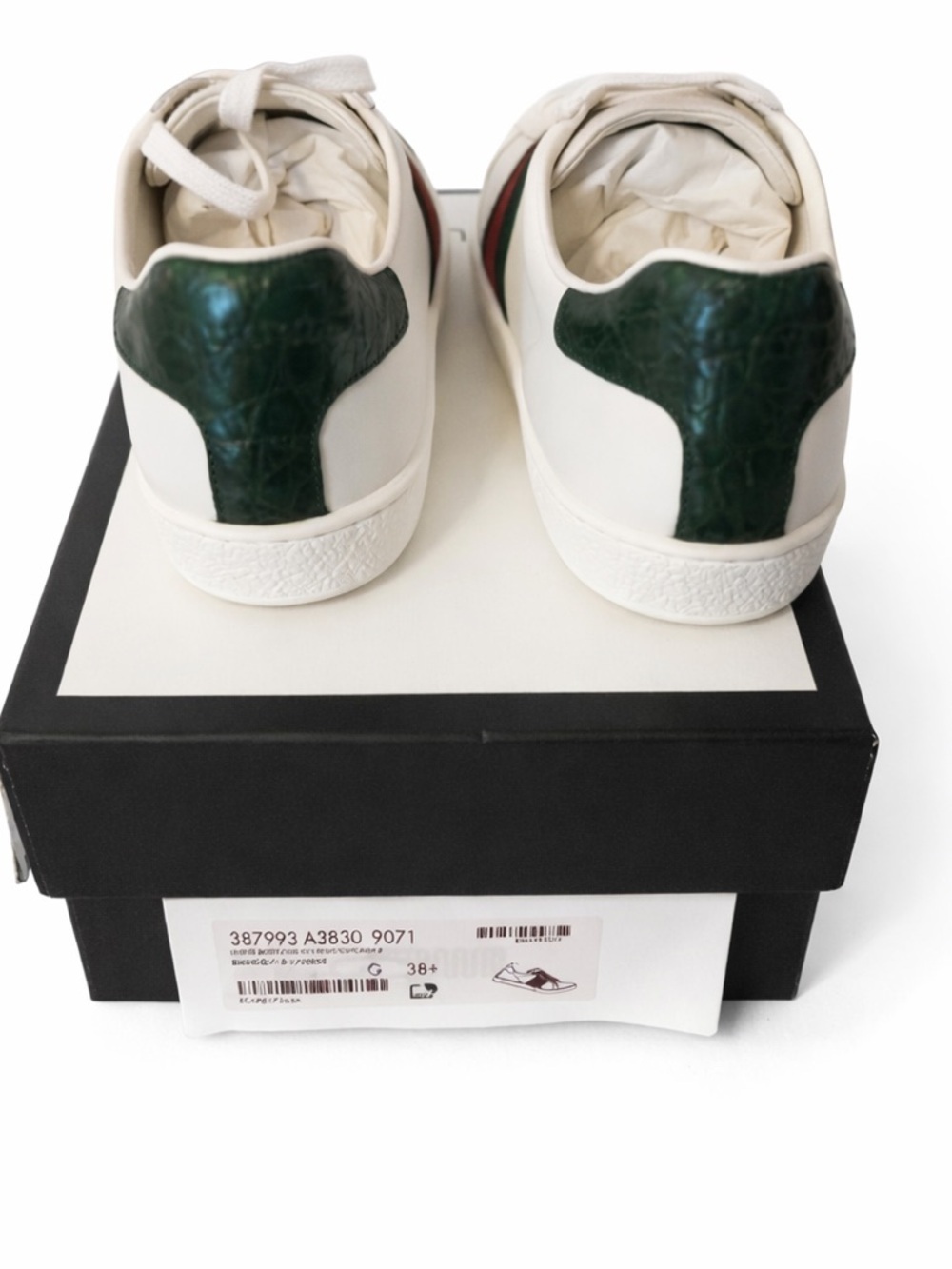 Brand New Authentic Gucci Ace Web Stripe Leather Sneakers White/Green/Red – - Picture 3 of 5